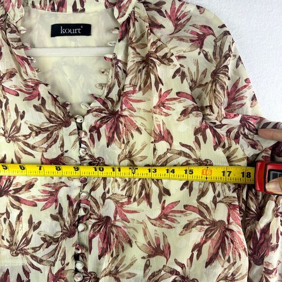 Kourt Blouse Womens Size Small Boho Floral Button Brunch Travel Beachy Tropical - Picture 6 of 12